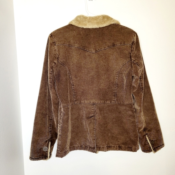 (Y2K) Esprit Brown Corduroy Faux Fur Trimmed Jacket. - Picture 2 of 5